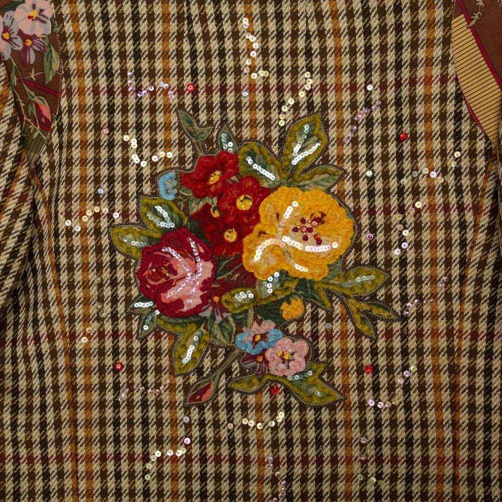 Vintage Christian Lacroix Paris Embroidered Floral Wool Jacket & Skirt Set F - Picture 5 of 7